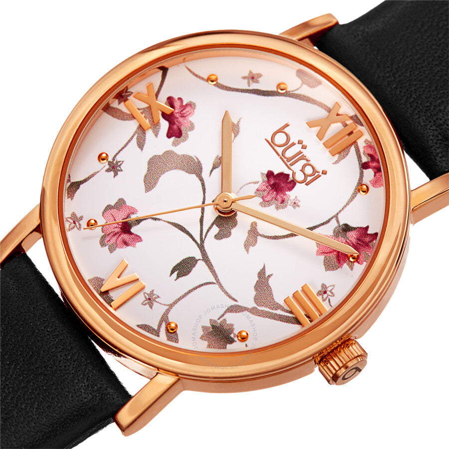 Burgi Flower Quartz Beige Floral Print Dial Ladies Watch BUR186BK - Dawson Watches #2