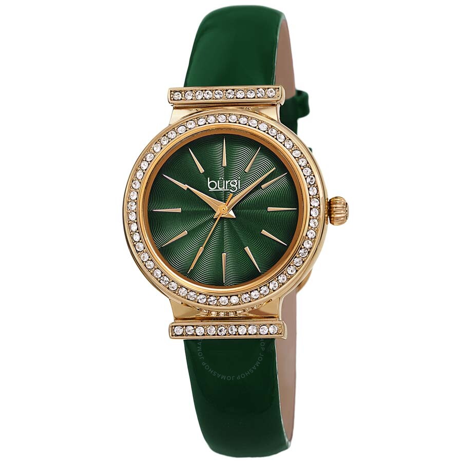 Burgi Green Dial Green Leather Ladies Watch BUR230GN - Dawson Watches