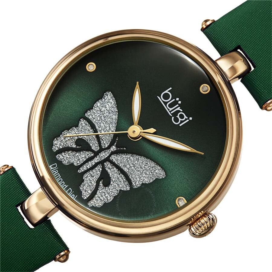 Burgi Pretty Butterfly Quartz Crystal Green Dial Ladies Watch BUR233GN - Dawson Watches #2