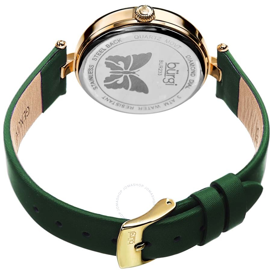 Burgi Pretty Butterfly Quartz Crystal Green Dial Ladies Watch BUR233GN - Dawson Watches #4