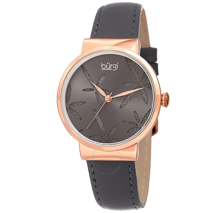 Burgi Grey Dial Grey Leather Ladies Watch BUR191GY - Dawson Watches