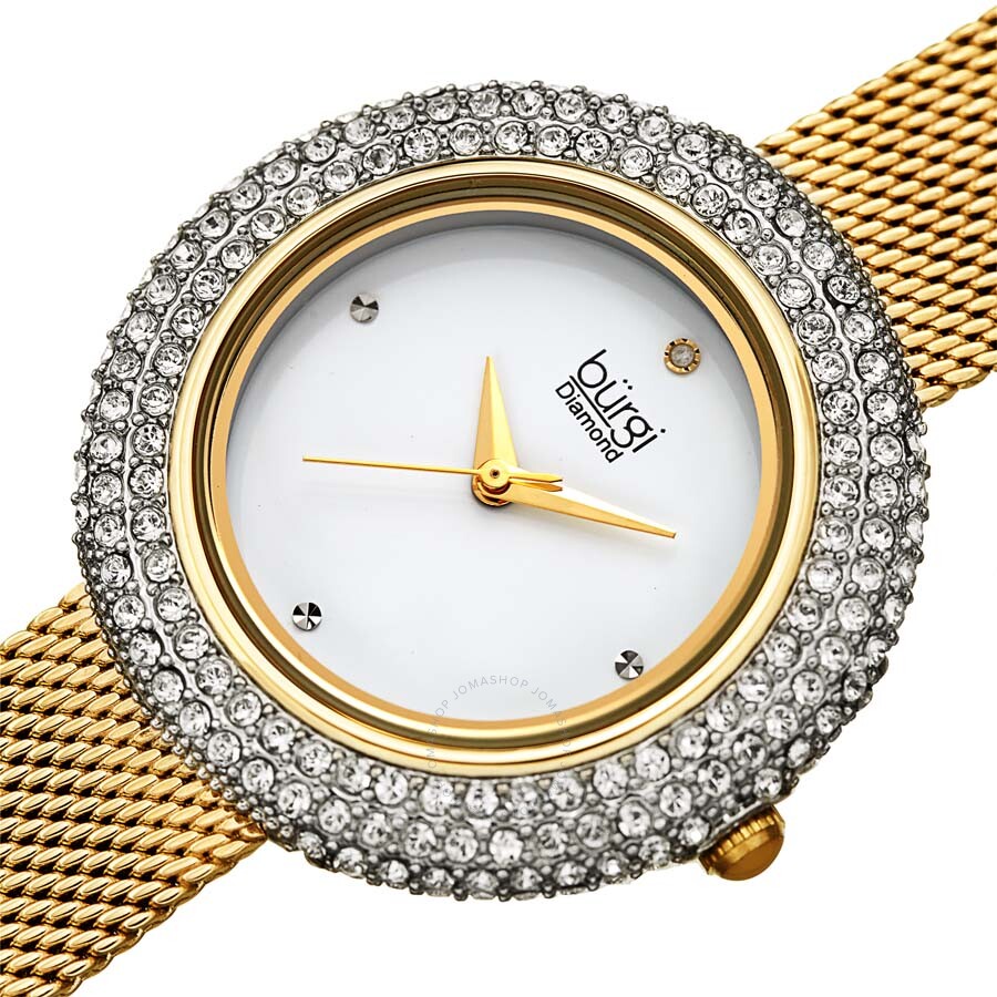 Burgi Ladies Argyle Dial Swarovski Crystal Glamor Mesh Bracelet Watch - Dawson Watches #2