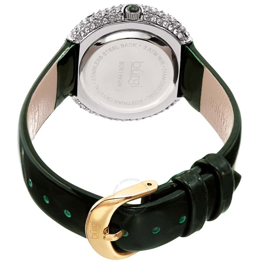 Burgi Diamond Crystal Green Dial Green Leather Ladies Watch BUR199GN - Dawson Watches #4