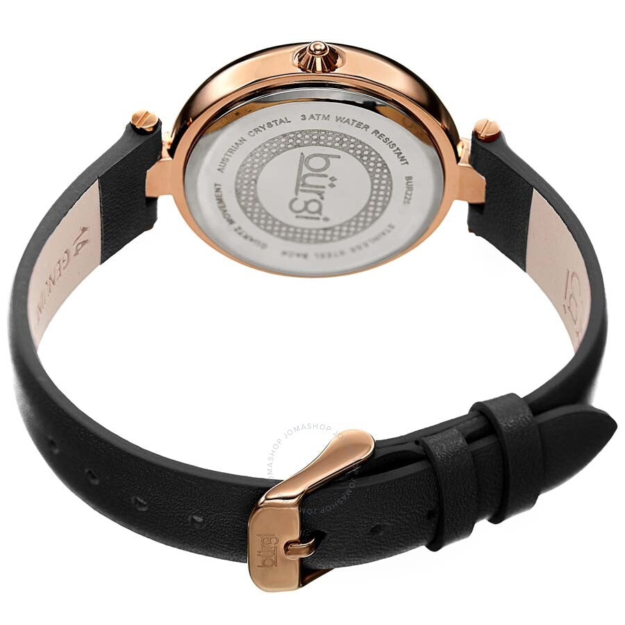 Burgi Ladies Glitter Ombre Swarovski Crystal Dial Black Leather Strap Watch - Dawson Watches #4
