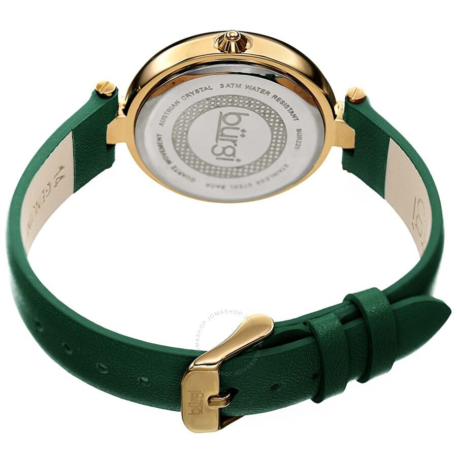 Burgi Green Ombre Swarovski Crystal Dial Green Leather Ladies Watch - Dawson Watches #4