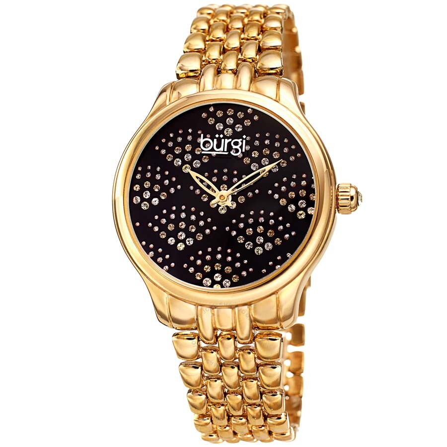 Burgi Pebble Style Quartz Black Dial Ladies Watch BUR205YGB - Dawson Watches