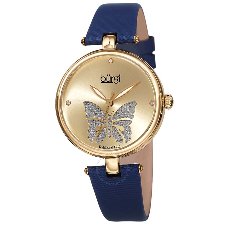 Burgi Pretty Butterfly Quartz Diamond Ladies Watch BUR233YGBU - Dawson Watches