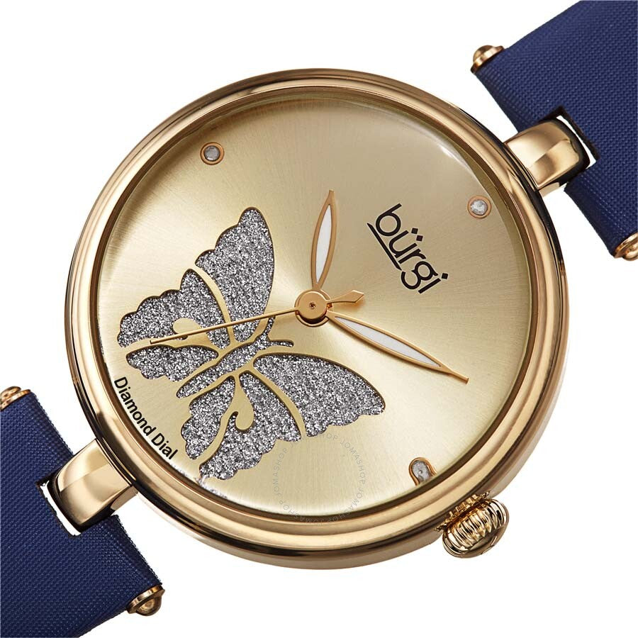 Burgi Pretty Butterfly Quartz Diamond Ladies Watch BUR233YGBU - Dawson Watches #2