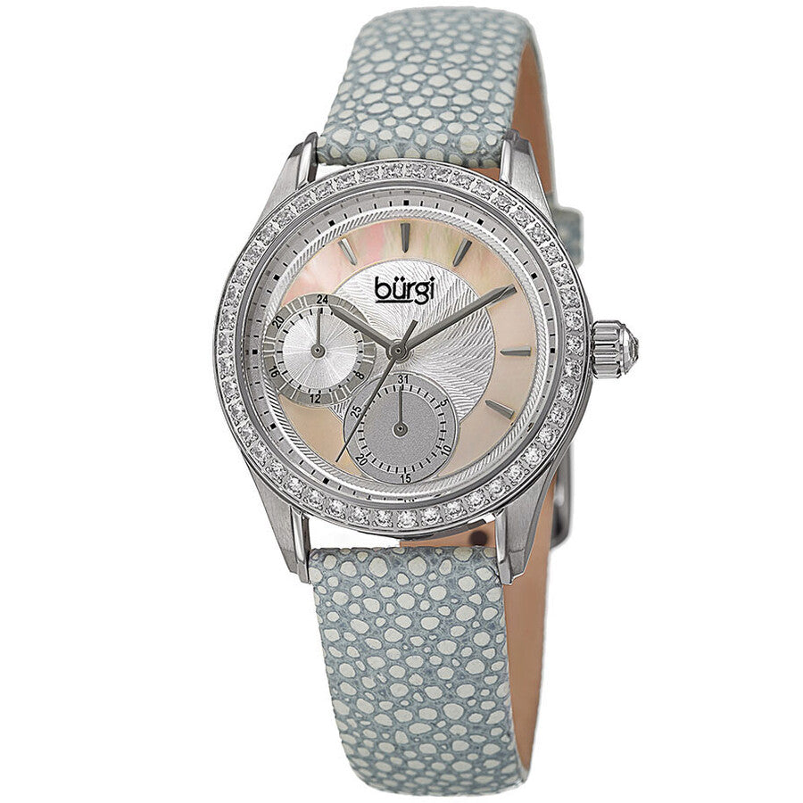 Burgi Mother Of Pearl Dial Ladies Grey Polka Dot Watch BUR160GY - Dawson Watches