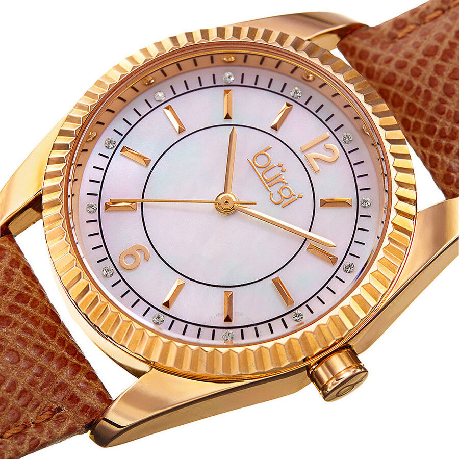 Burgi Quartz Crystal Mother of Pearl Dial Ladies Watch BUR167TN - Dawson Watches #2