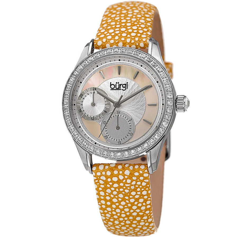 Burgi Mother Of Pearl Dial Ladies Polka Dot Leather Watch BUR160YL - Dawson Watches