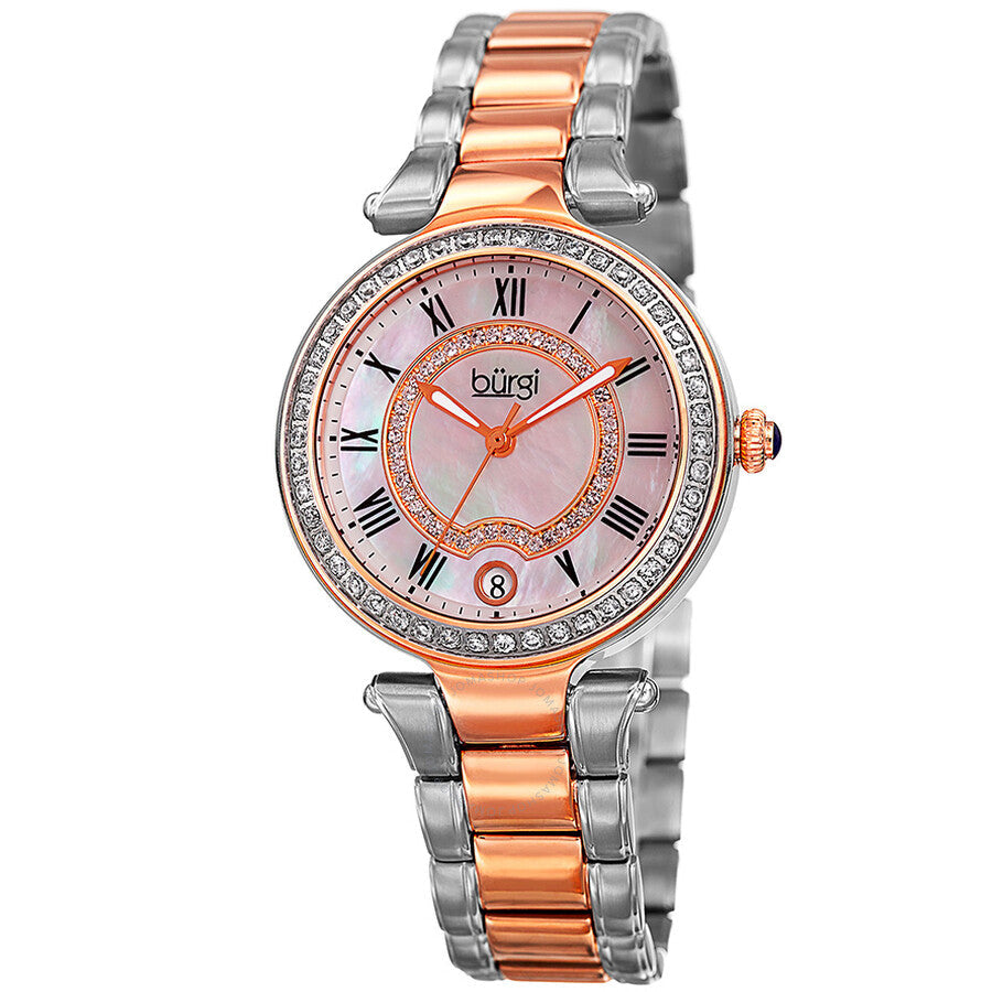 Burgi Mother of Pearl Dial Two-tone Ladies Watch BUR165TTR - Dawson Watches
