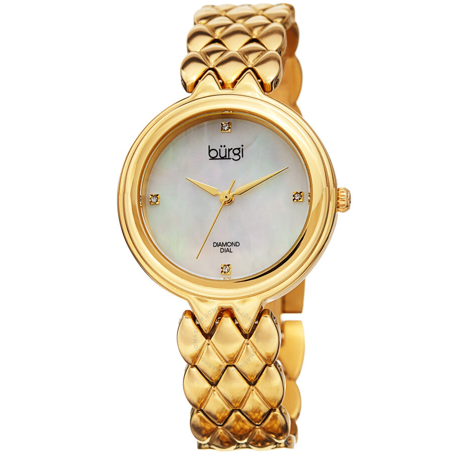 Burgi Mother of Pearl Dial Yellow Gold-tone Ladies Watch BUR193YG - Dawson Watches