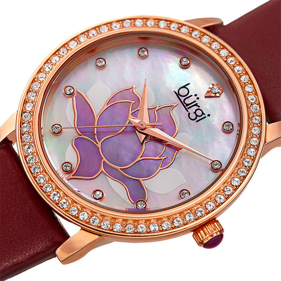Burgi Mother of Pearl Dial Red Leather Ladies Watch BUR159RD - Dawson Watches #2