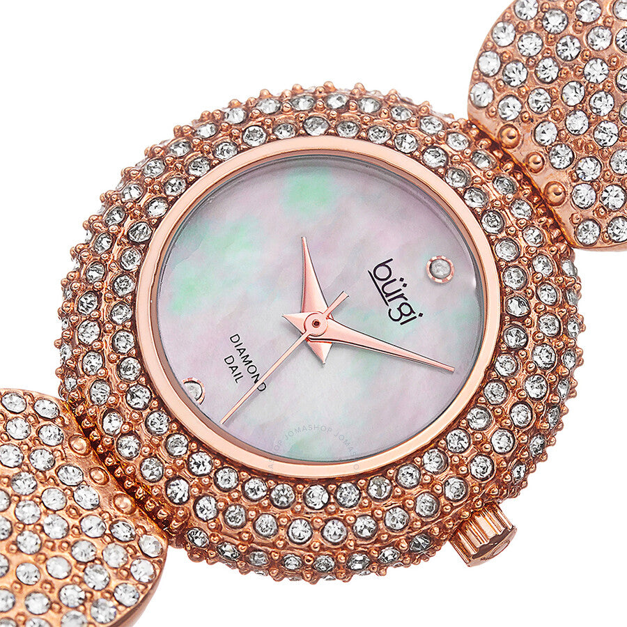 Burgi Mother of Pearl Diamond Dial Silver-tone Base Metal Ladies Watch BUR109RG - Dawson Watches #2