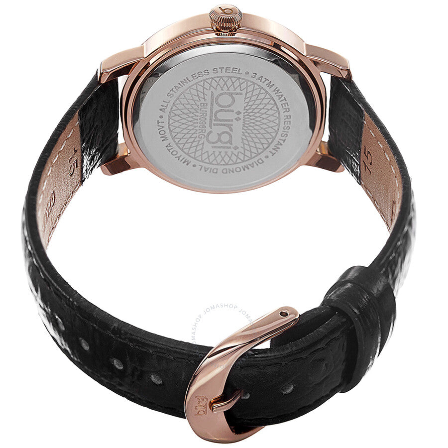 Burgi Mother of Pearl Pattern Dial Black Leather Ladies Watch BUR096RG - Dawson Watches #3