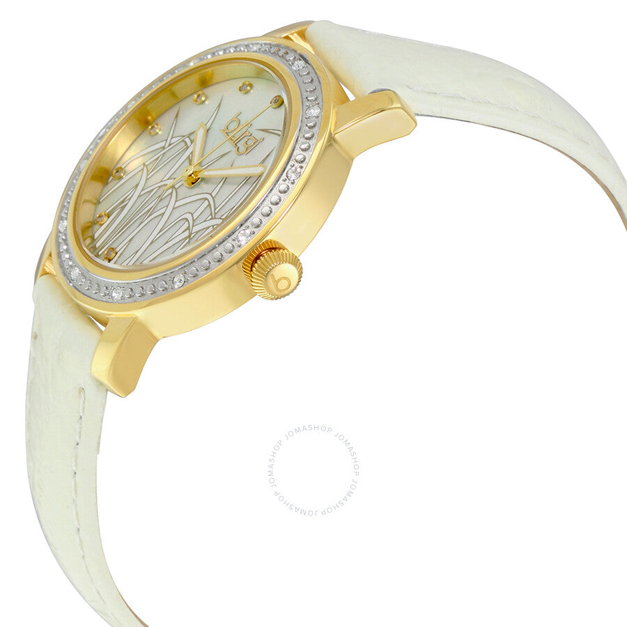 Burgi Mother of Pearl Pattern Dial White Leather Ladies Watch BUR096YGW - Dawson Watches #2