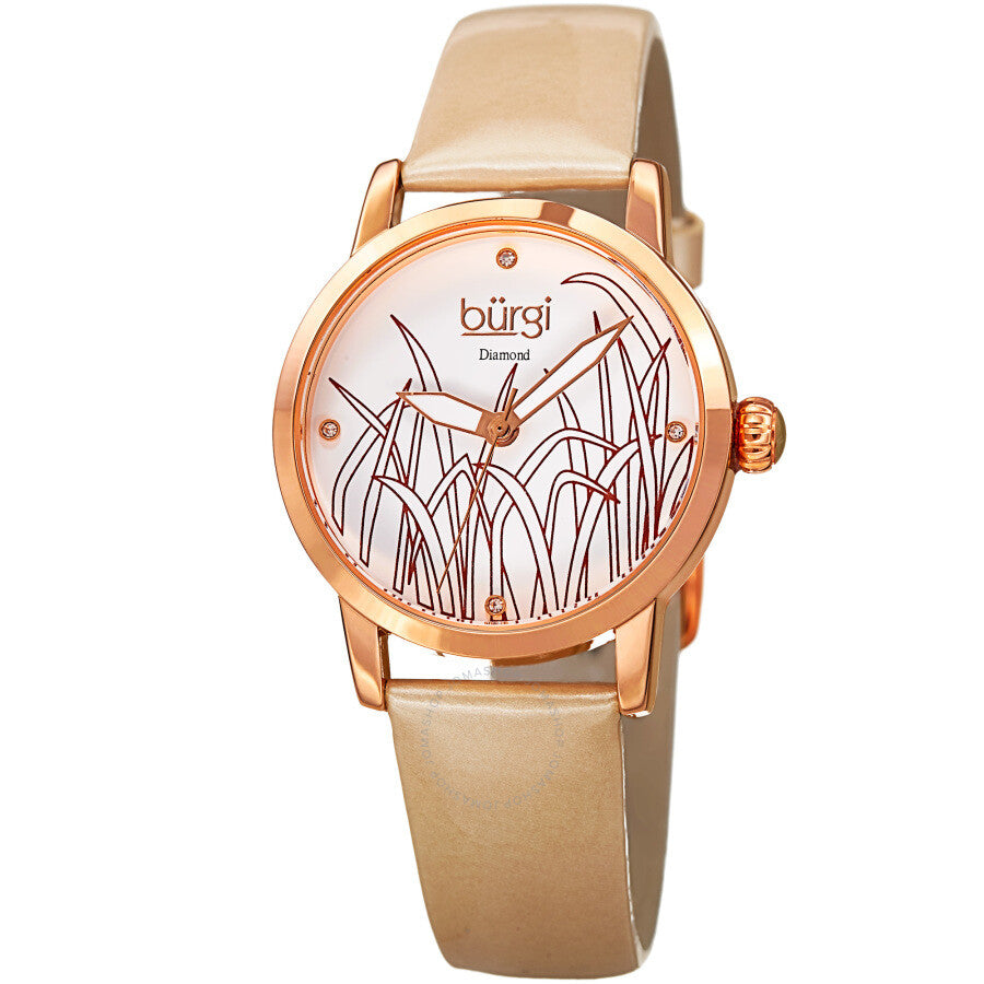 Burgi Pattern Quartz Diamond White Dial Ladies Watch BUR173GLD - Dawson Watches