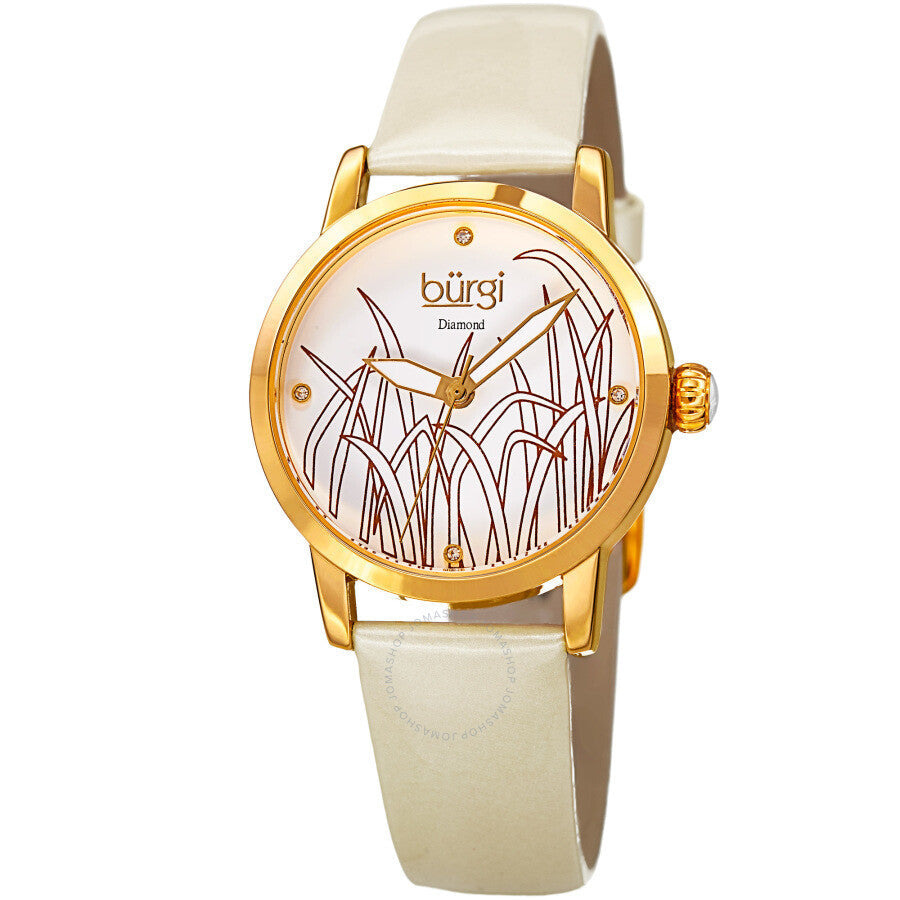 Burgi Pattern Quartz Diamond White Dial Ladies Watch BUR173WT - Dawson Watches