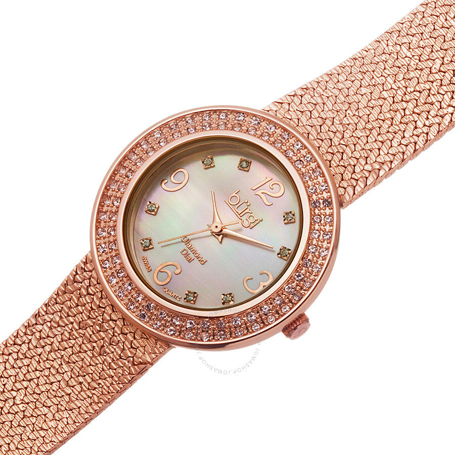 Burgi Pink Mother of Pearl Diamond Dial Ladies Watch BUR097RG - Dawson Watches #2