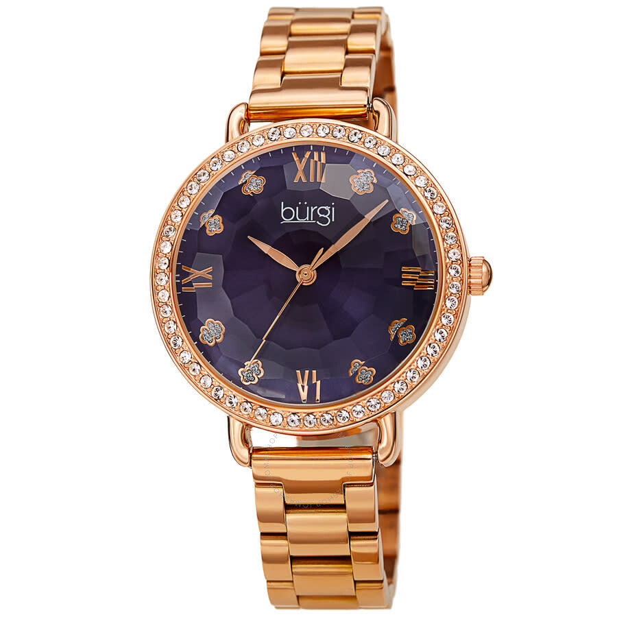 Burgi Quartz Blue Dial Rose Gold-tone Ladies Watch BUR269RGBU - Dawson Watches