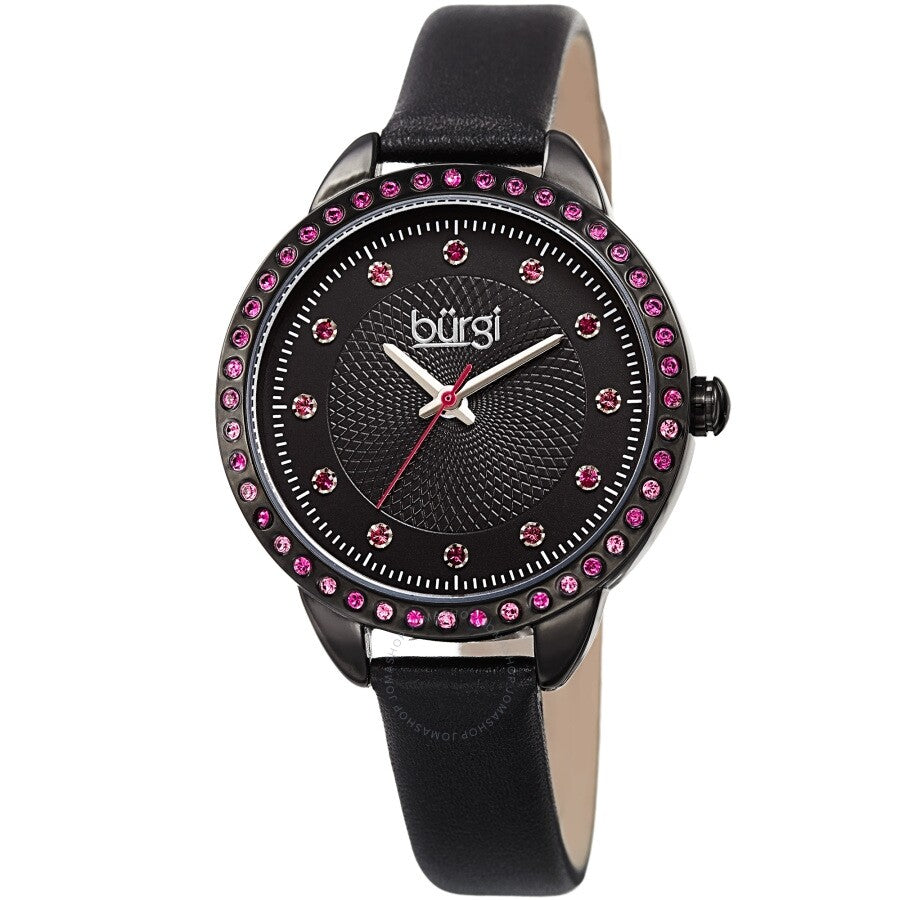 Burgi Quartz Crystal Black Dial Ladies Watch BUR161BK - Dawson Watches