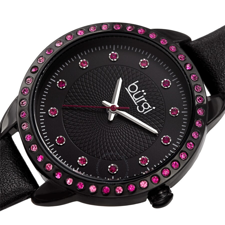 Burgi Quartz Crystal Black Dial Ladies Watch BUR161BK - Dawson Watches #2