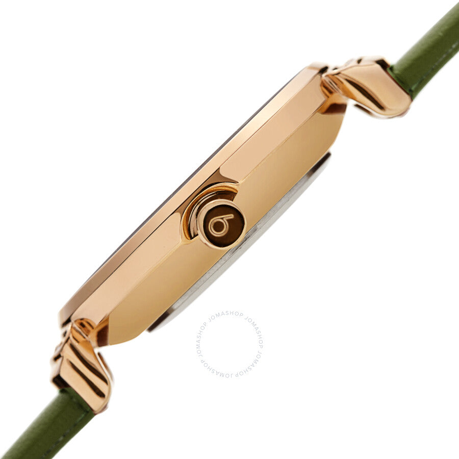 Burgi Quartz Crystal Silver Dial Green Leather Ladies Watch BUR254GN - Dawson Watches #3