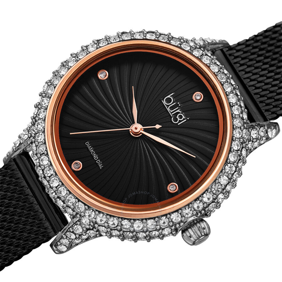 Burgi Quartz Diamond Black Dial Ladies Watch BUR250BKR - Dawson Watches #2
