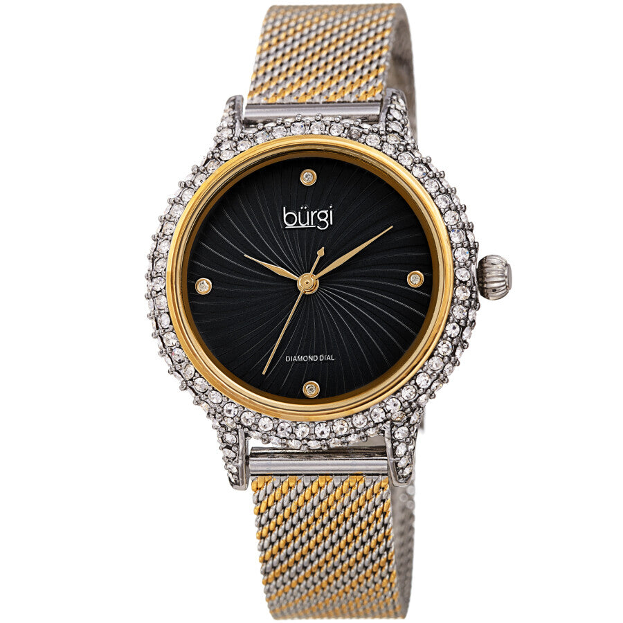 Burgi Quartz Diamond Black Dial Ladies Watch BUR250TTG - Dawson Watches