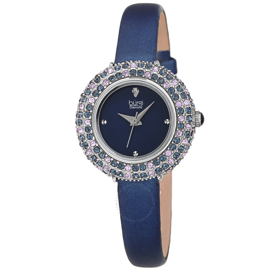 Burgi Quartz Diamond Crystal Blue Dial Ladies Watch BUR240BU - Dawson Watches