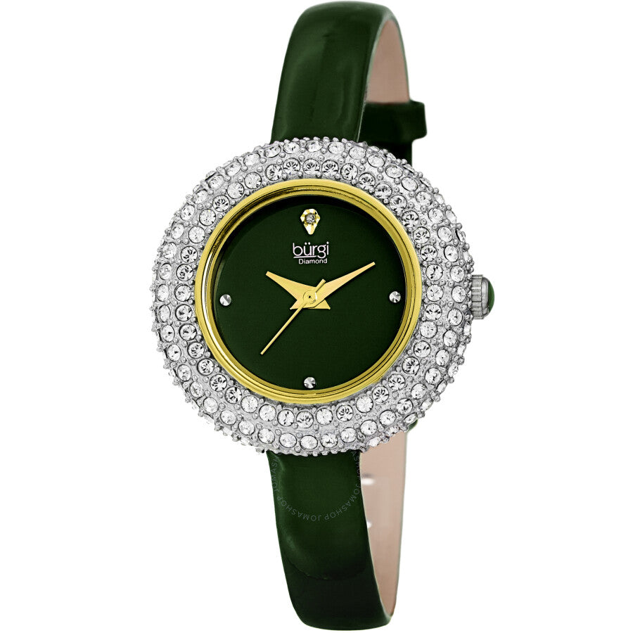 Burgi Quartz Diamond Green Dial Ladies Watch BUR195GN - Dawson Watches