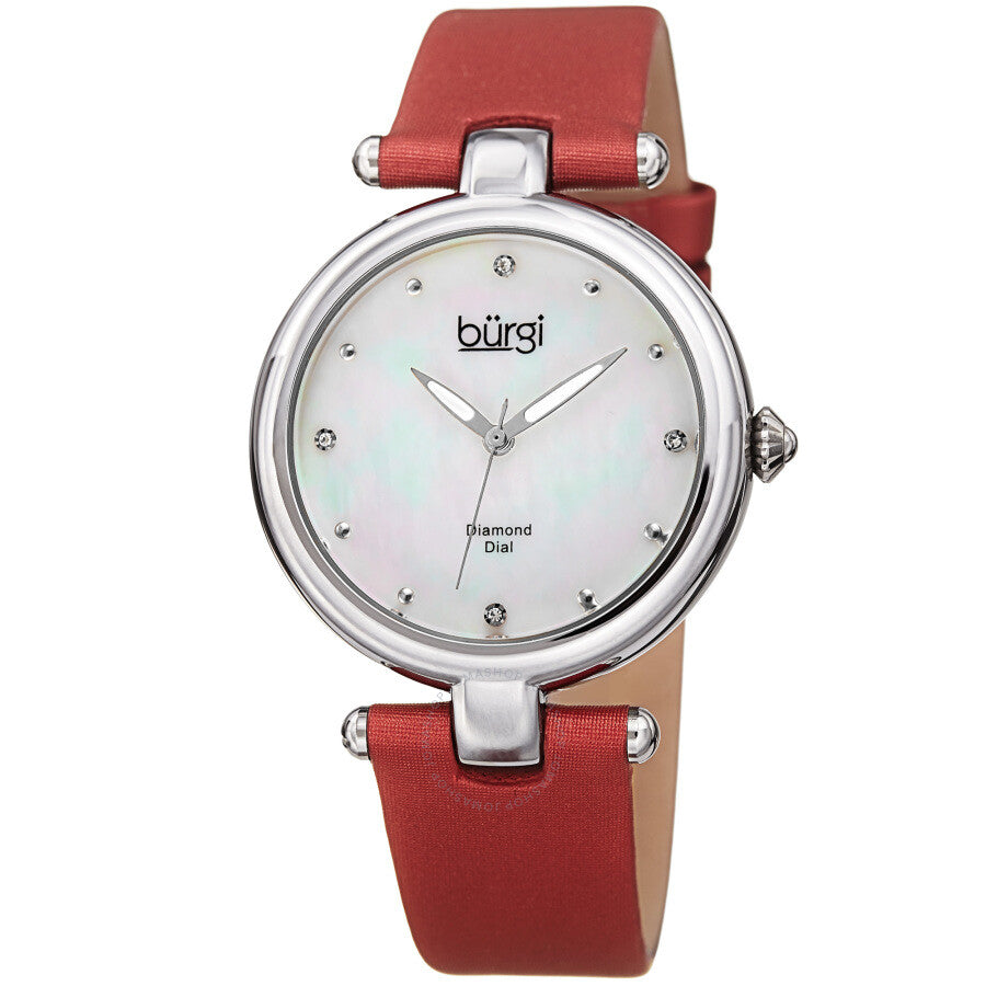 Burgi Quartz Diamond Mother of Pearl Dial Ladies Watch BUR169RD - Dawson Watches