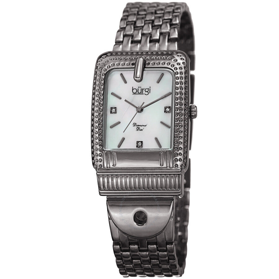 Burgi Quartz Diamond Mother of Pearl Dial Ladies Watch BUR171GN - Dawson Watches