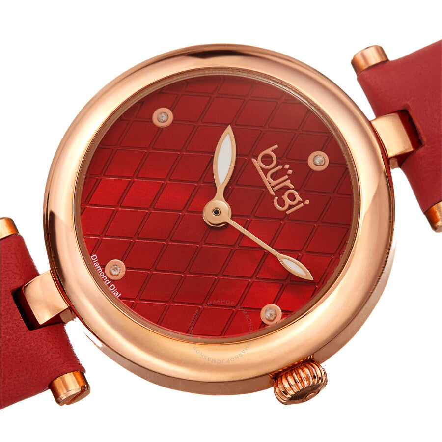 Burgi Quartz Diamond Red Dial Red Leather Ladies Watch BUR196RD - Dawson Watches #2