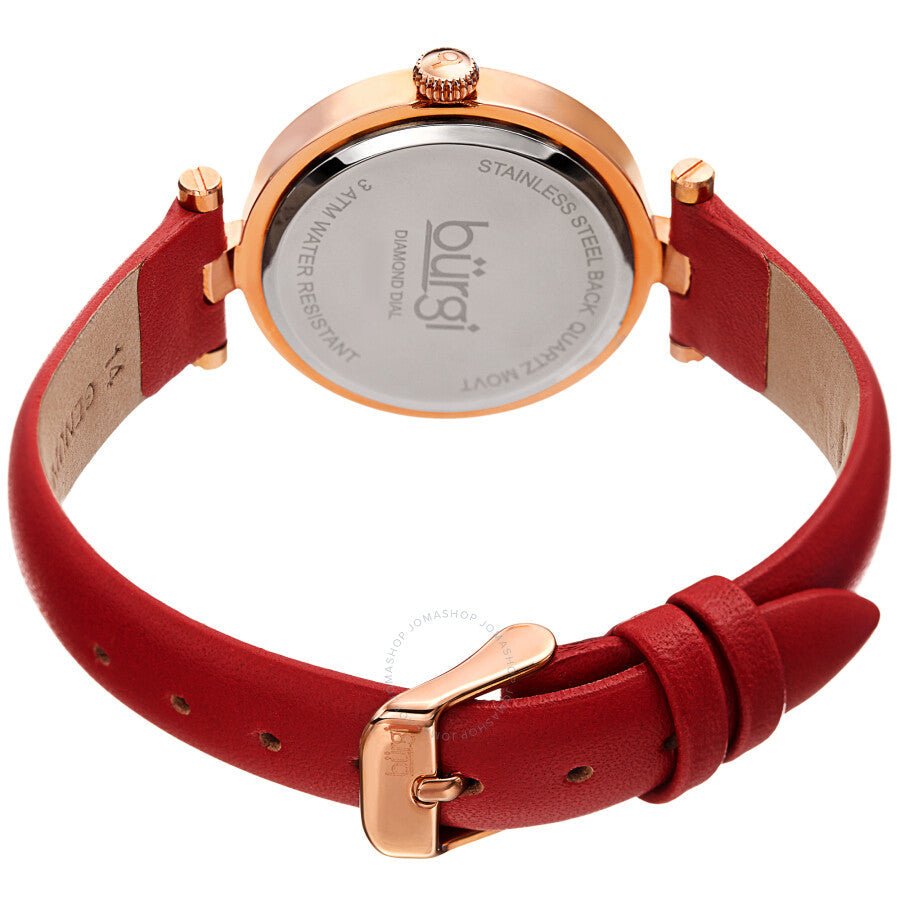 Burgi Quartz Diamond Red Dial Red Leather Ladies Watch BUR196RD - Dawson Watches #4