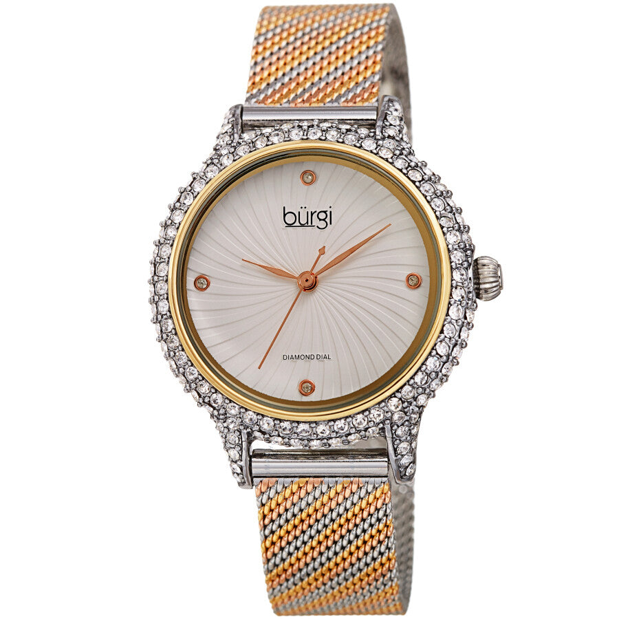 Burgi Quartz Diamond Silver Dial Ladies Watch BUR250TRI - Dawson Watches