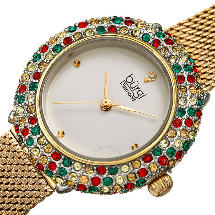 Burgi Quartz Diamond Silver Dial Ladies Watch BUR258YG - Dawson Watches #2