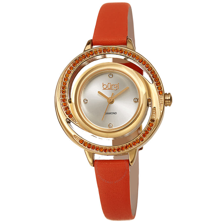 Burgi Quartz Diamond Silver Dial Ladies Watch BUR261OR - Dawson Watches