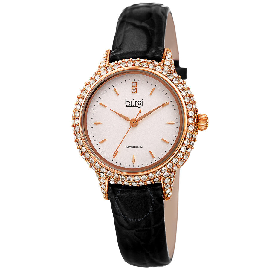 Burgi Quartz Diamond White Dial Ladies Watch BUR249BK - Dawson Watches