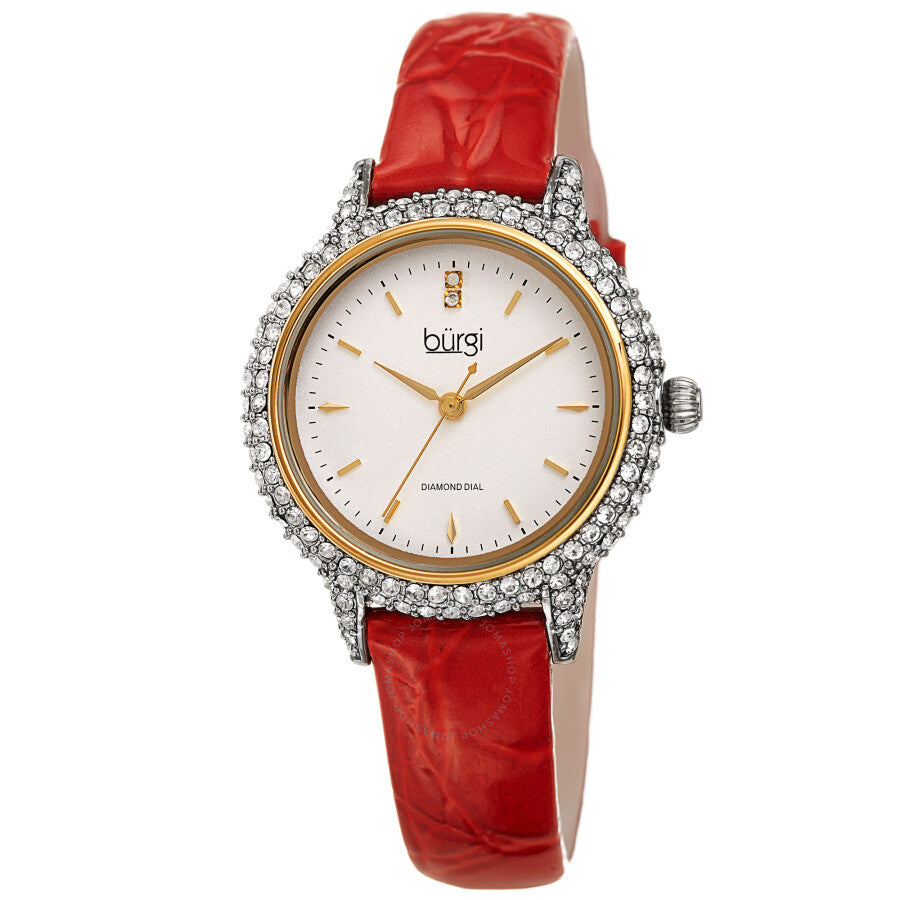 Burgi Quartz Diamond White Dial Ladies Watch BUR249RD - Dawson Watches