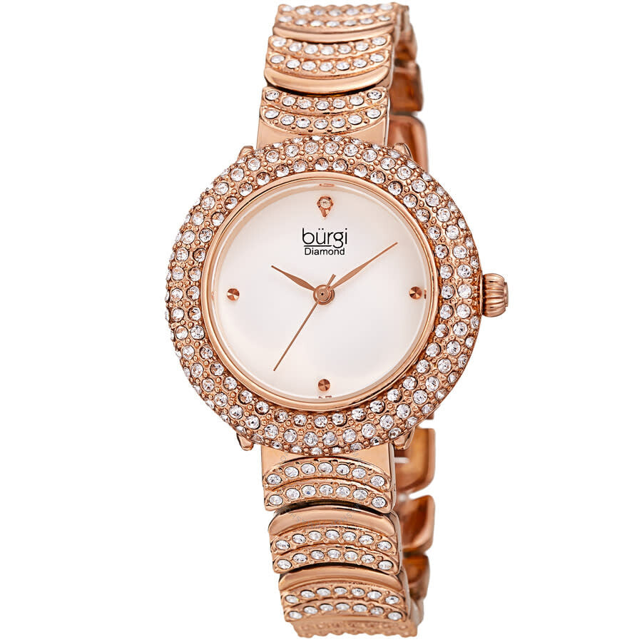 Burgi Quartz Diamond White Dial Ladies Watch BUR266RG - Dawson Watches