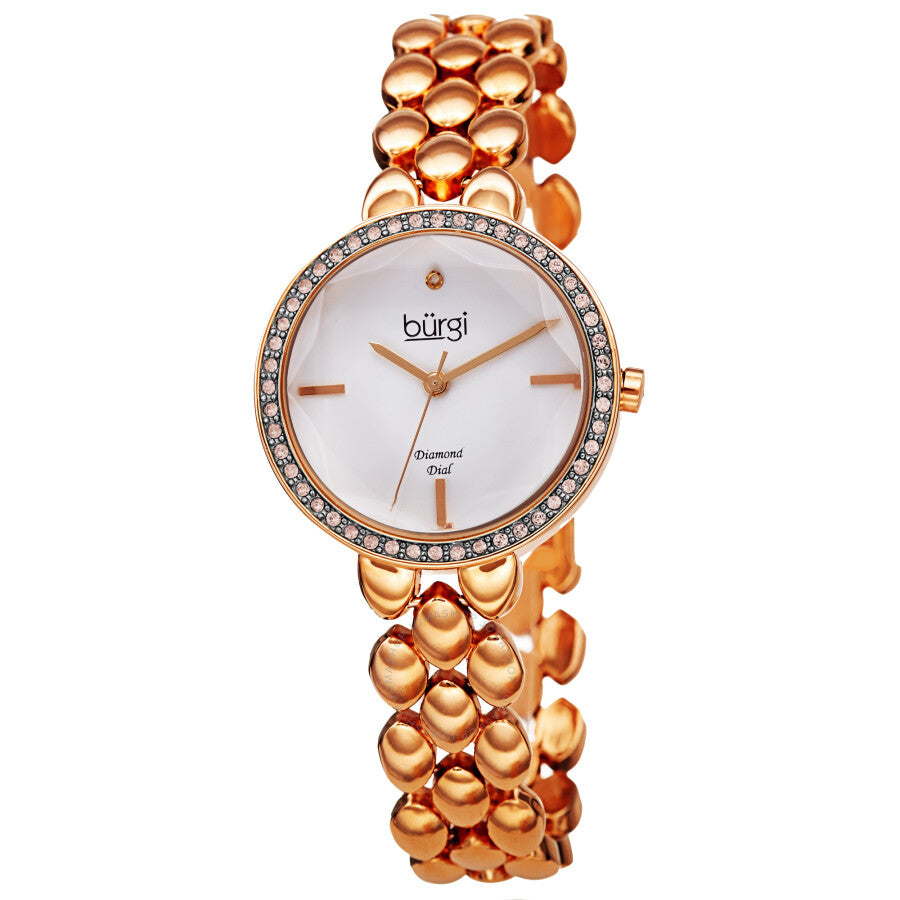 Burgi Quartz Diamond White Dial Rose Gold-tone Ladies Watch BUR242RG - Dawson Watches