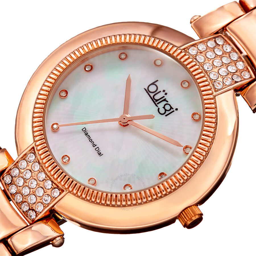 Burgi Quartz Diamond White Mother of Pearl Dial Ladies Watch BUR181RG - Dawson Watches #2