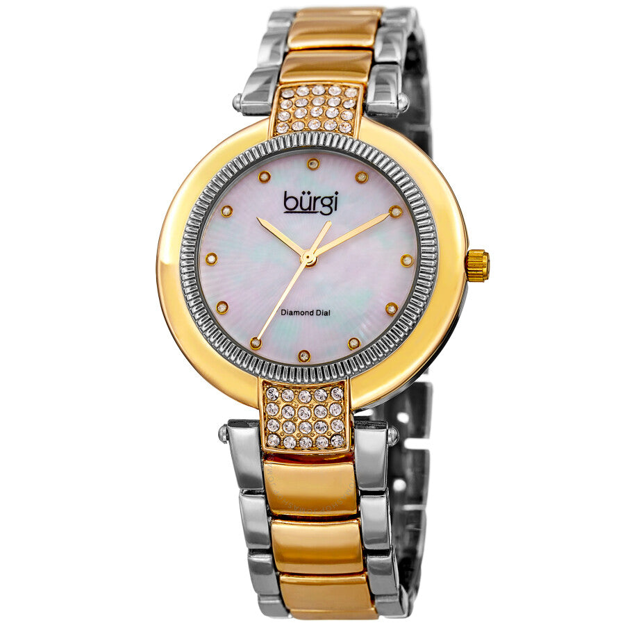 Burgi Quartz Diamond White Mother of Pearl Dial Ladies Watch BUR181TTG - Dawson Watches
