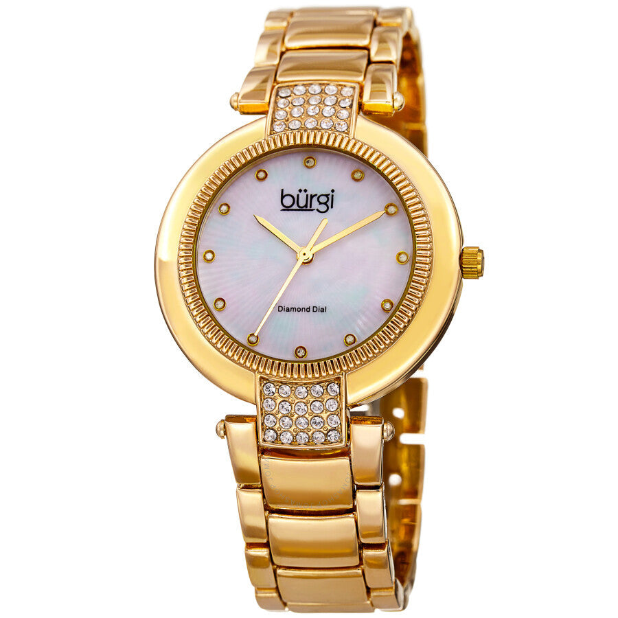 Burgi Quartz Diamond White Mother of Pearl Dial Ladies Watch BUR181YG - Dawson Watches