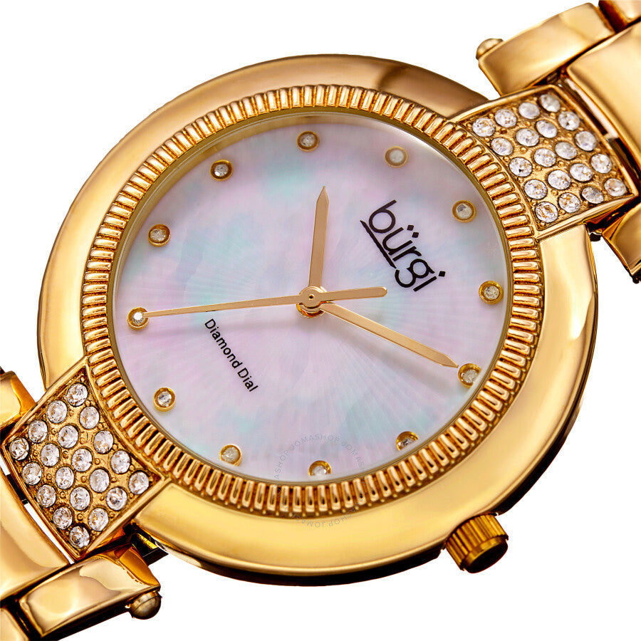 Burgi Quartz Diamond White Mother of Pearl Dial Ladies Watch BUR181YG - Dawson Watches #2
