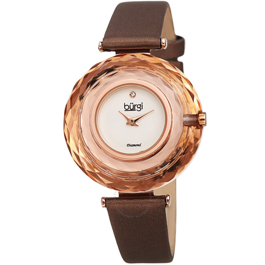 Burgi Quartz Faceted Crystal Bezel Diamond Dial Ladies Watch BUR252BR - Dawson Watches