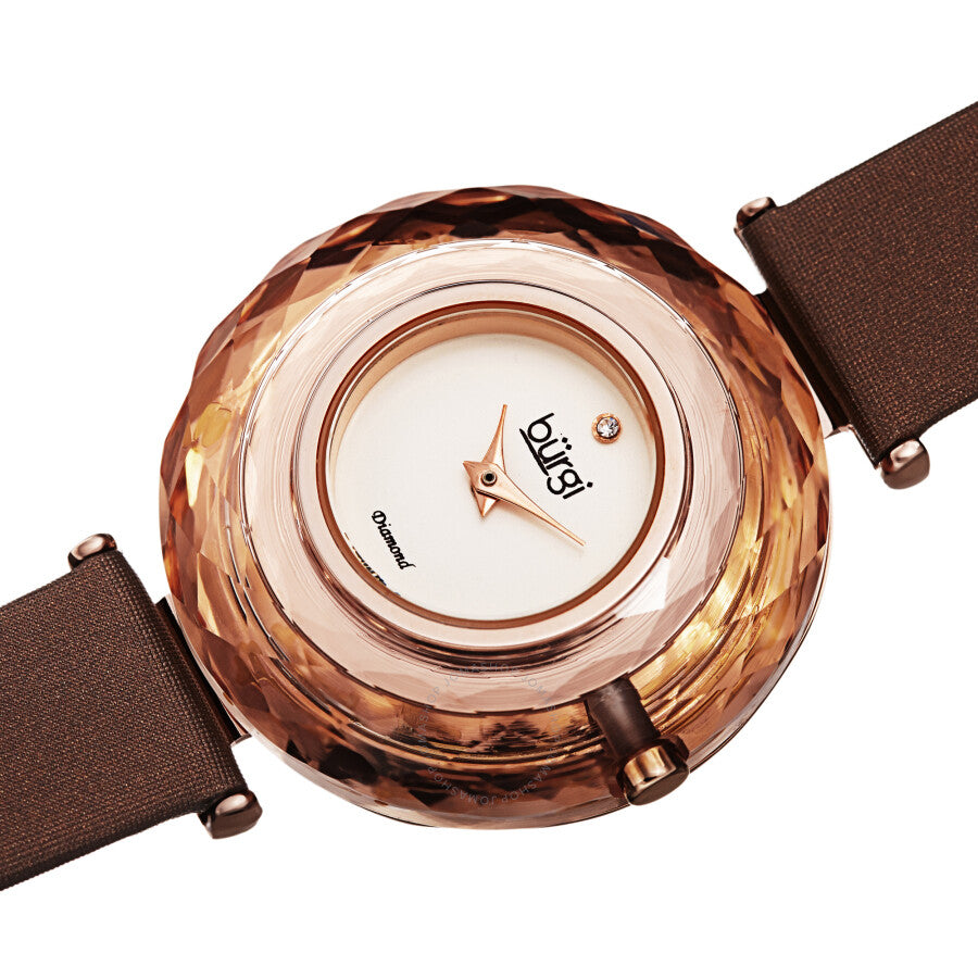 Burgi Quartz Faceted Crystal Bezel Diamond Dial Ladies Watch BUR252BR - Dawson Watches #2