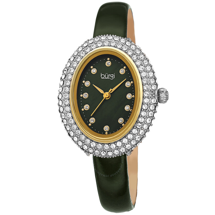 Burgi Quartz Green Dial Green Leather Ladies Watch BUR234GN - Dawson Watches
